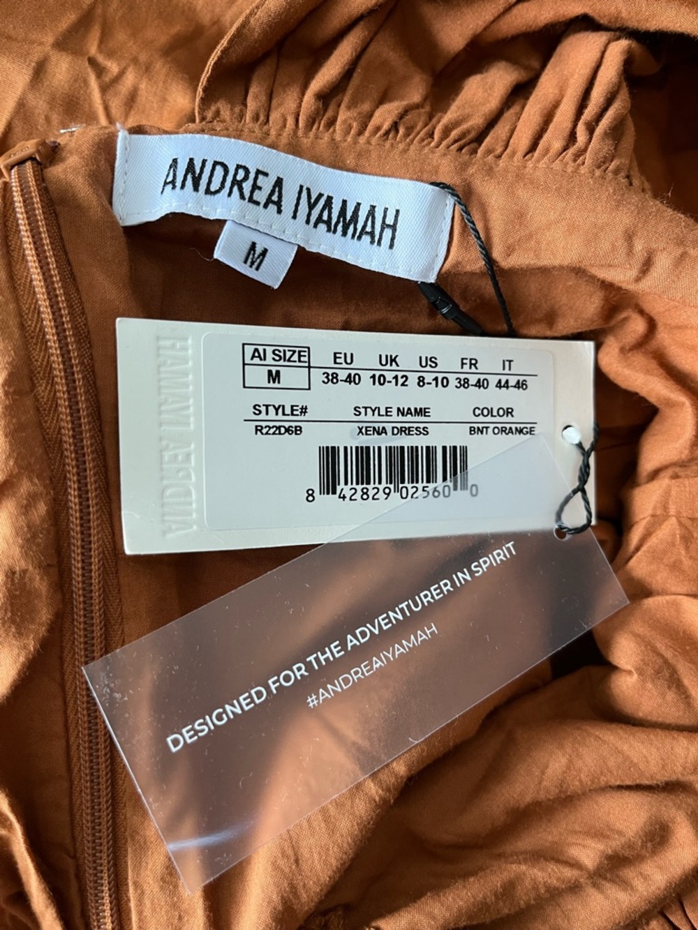 Andrea Iyamah Xena Dress Burnt Orange Size Medium (US 8-10) Cotton Maxi Dress - Picture 6 of 16